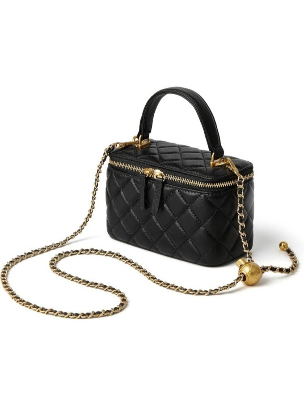 〽️Women's Black Quilted Mini Box Chain Strap Small Leather Purse Crossbody Bags